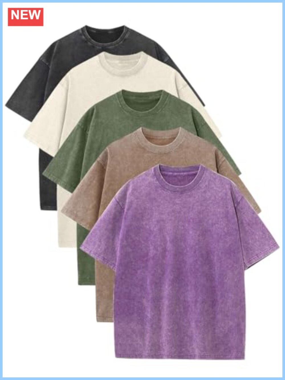 Oversized Heavyweight Cotton T-Shirts Acid Wash Crewneck Streetwear Tees for Men